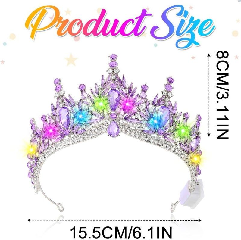 Brishow Light Up Fantasy Rhinestone Gold Crowns,Bridal Wedding Tiaras,Queen Headpiece Jewelry for Women - Image 5